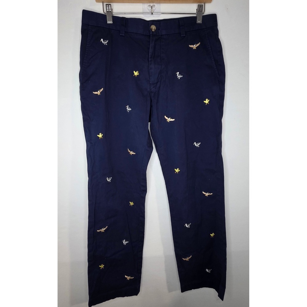 Vineyard Vines Mens 32x30 Breaker Pants Navy Blue Embroidered Duck Eagle Pelican
